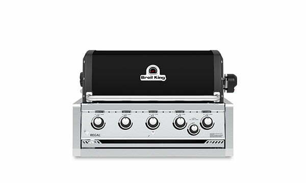 Vgradni plinski žar Broil King Regal 570 Built-In z 5 Dual-Tube™ gorilniki, Flav‑R‑Wave™ sistemom in zadnjim gorilnikom za vrtljivi raženj